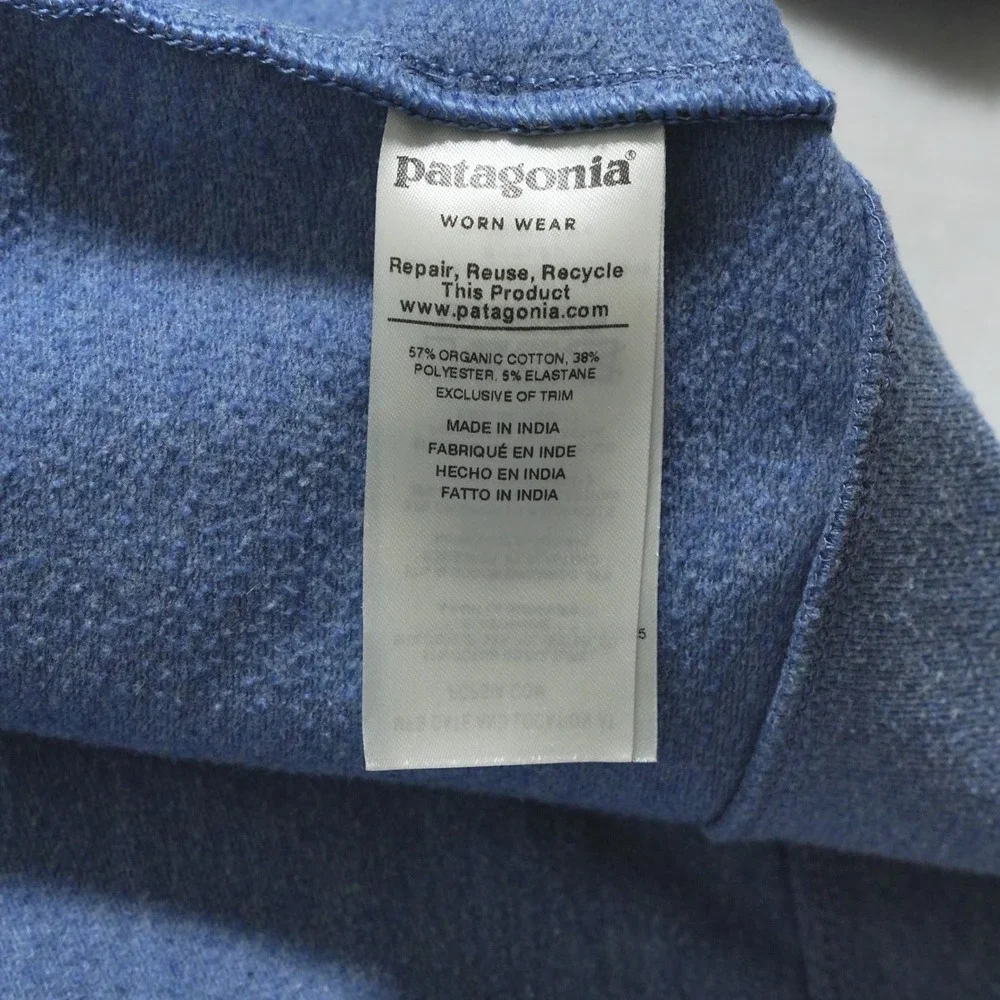 Patagonia Mens Full Zip Hoodie Blue Organic Cotton Logo Sweatshirt Medium - Picture 6 of 10